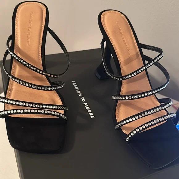 Open Toe Rhinestone Heels - Picture 3 of 4